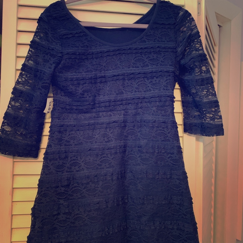 Old navy little girl lace navy blue dress size 6/7